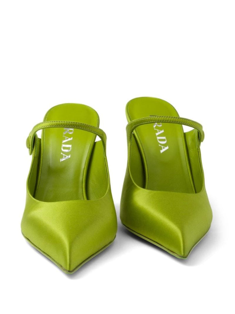 Green 85 Satin Mules