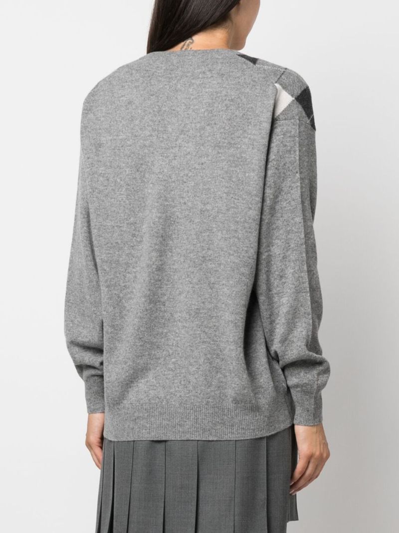 Grey Argyle Cashmere Sweater