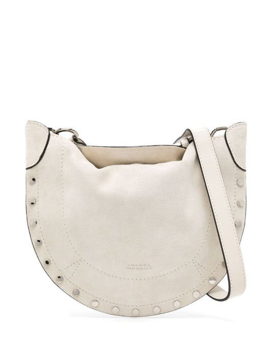 Neutral Mini Moon Suede Shoulder Bag