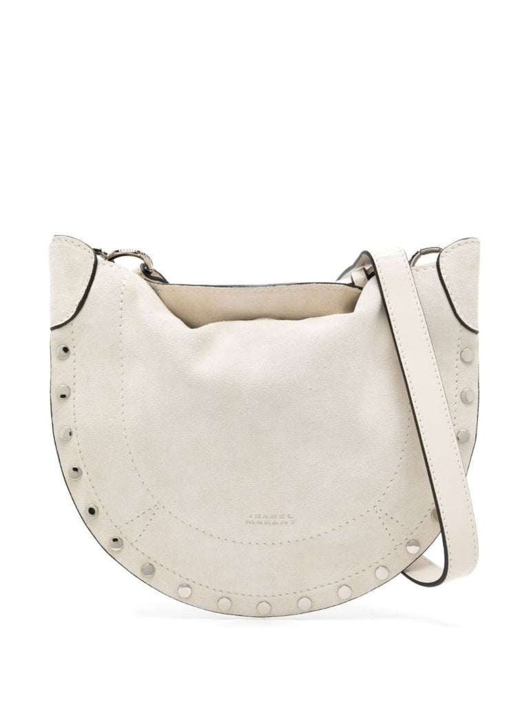 Neutral Mini Moon Suede Shoulder Bag
