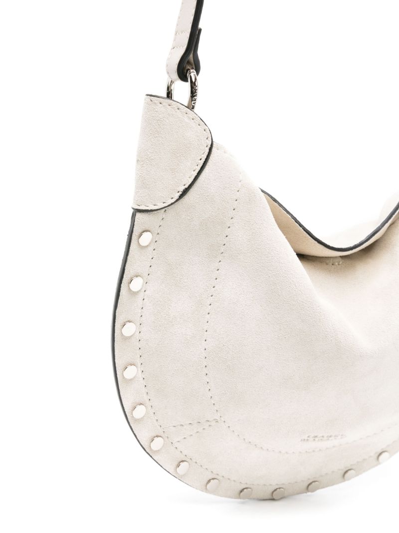 Neutral Mini Moon Suede Shoulder Bag
