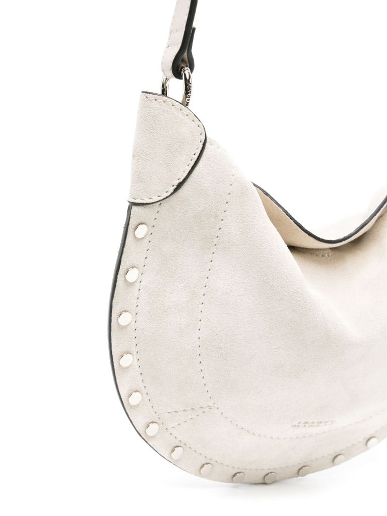 Neutral Mini Moon Suede Shoulder Bag