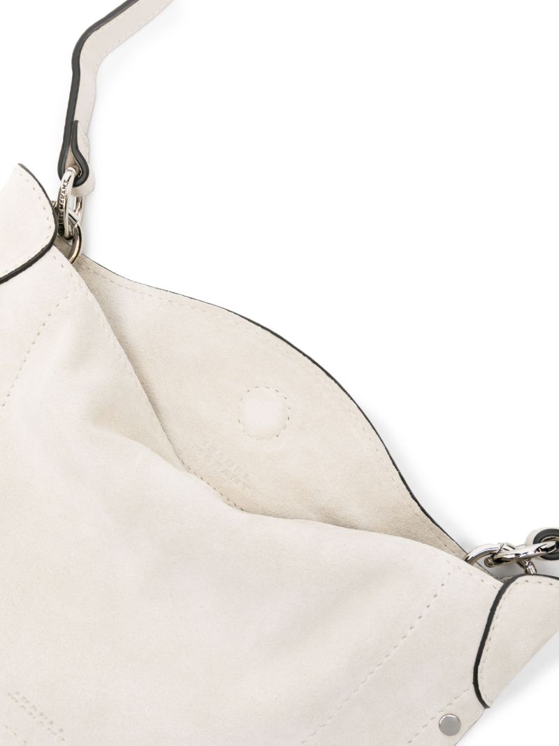Neutral Mini Moon Suede Shoulder Bag