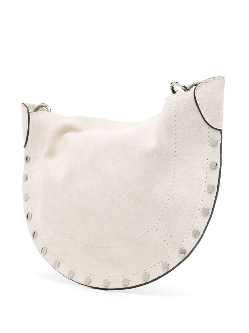 Neutral Mini Moon Suede Shoulder Bag