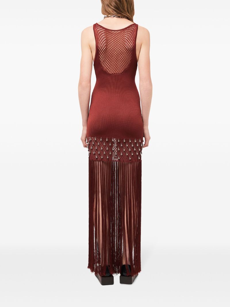 Red Bead-embellished Maxi Dress