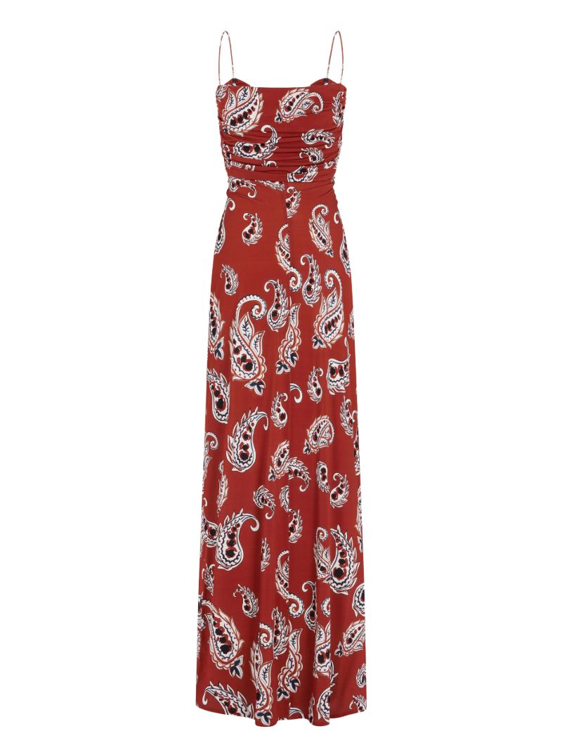 Red Paisley-print Maxi Dress
