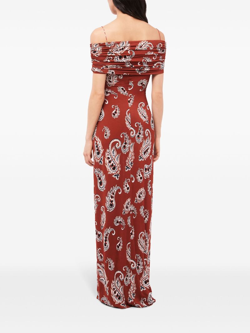 Red Paisley-print Maxi Dress