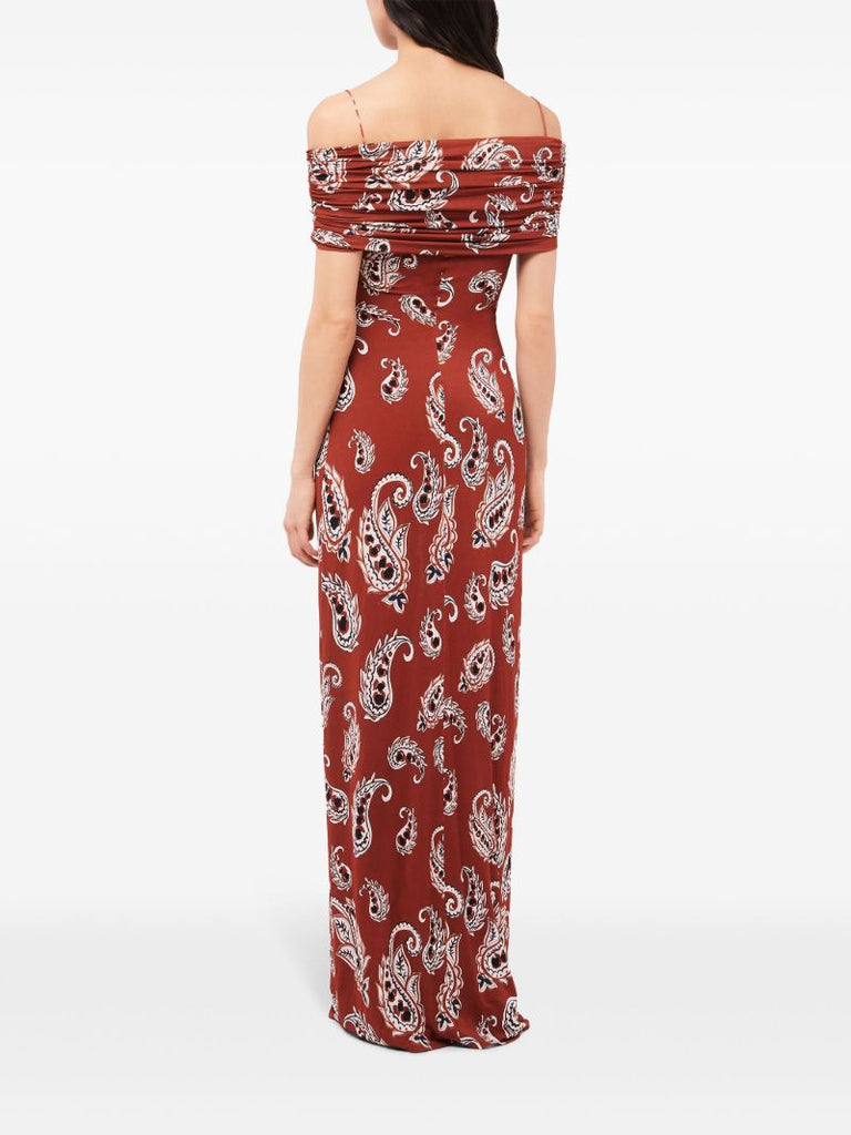 Red Paisley-print Maxi Dress