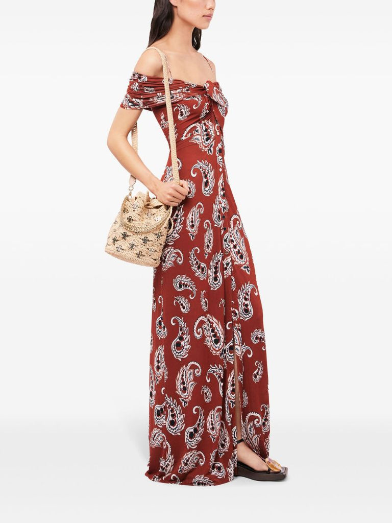 Red Paisley-print Maxi Dress