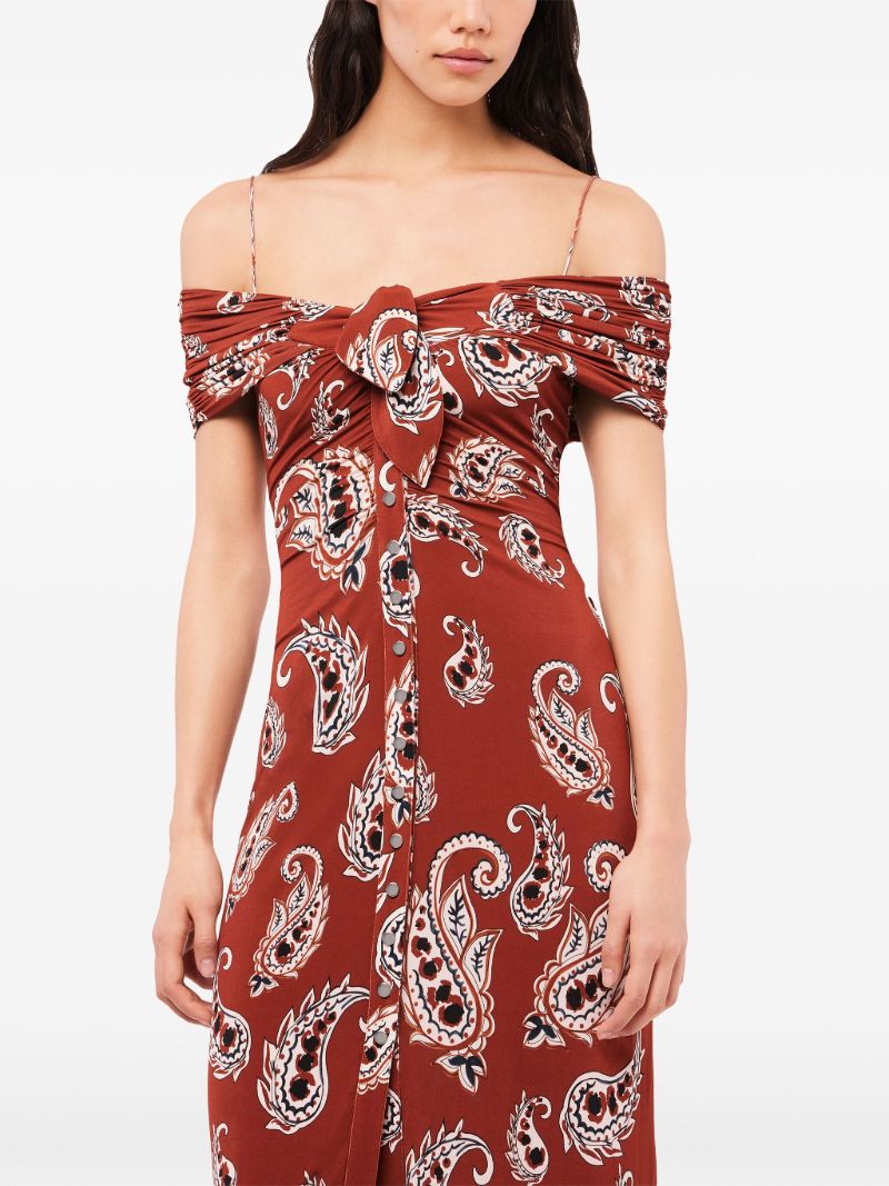 Red Paisley-print Maxi Dress