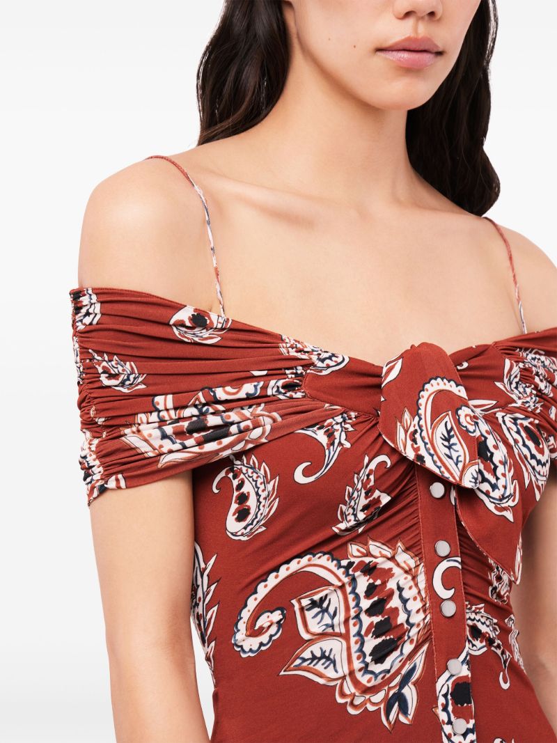 Red Paisley-print Maxi Dress