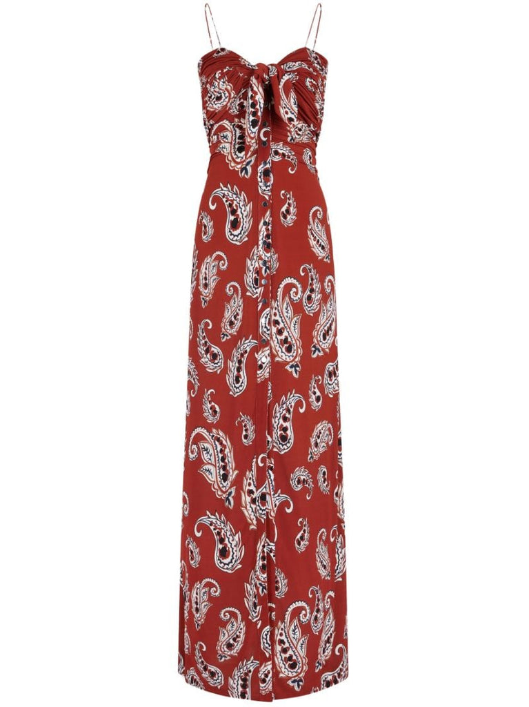 Red Paisley-print Maxi Dress