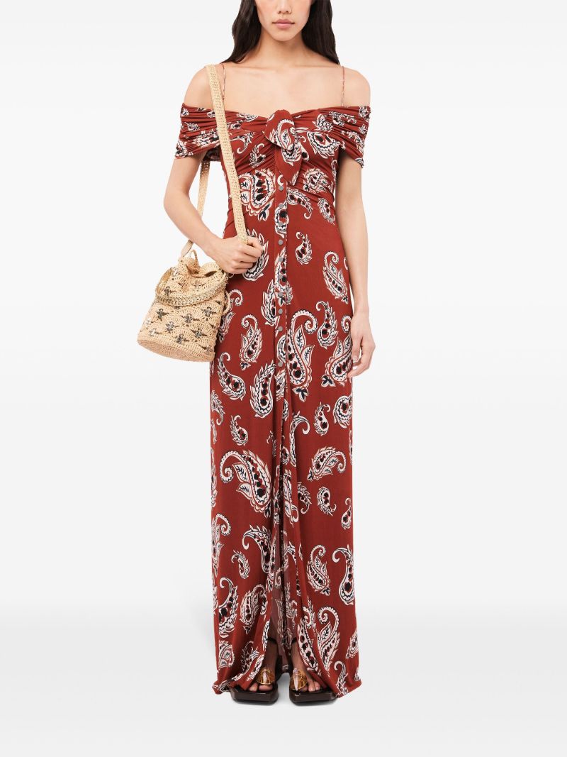 Red Paisley-print Maxi Dress