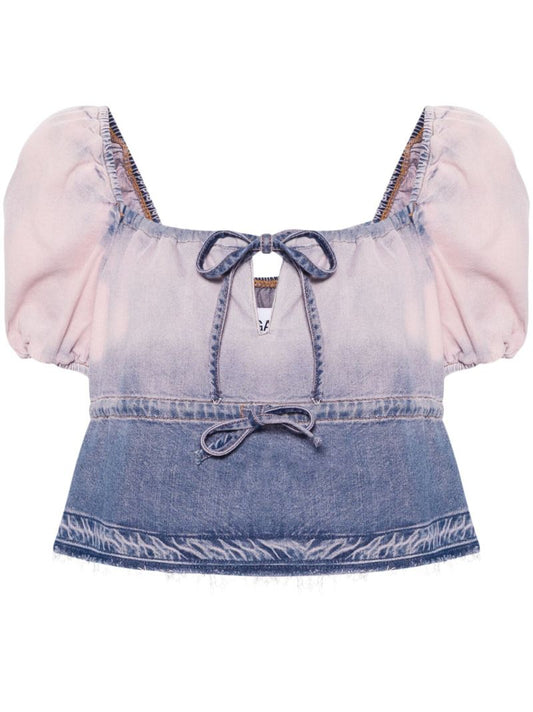 Blue Future Cropped Denim Blouse