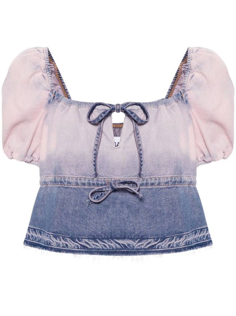 Blue Future Cropped Denim Blouse