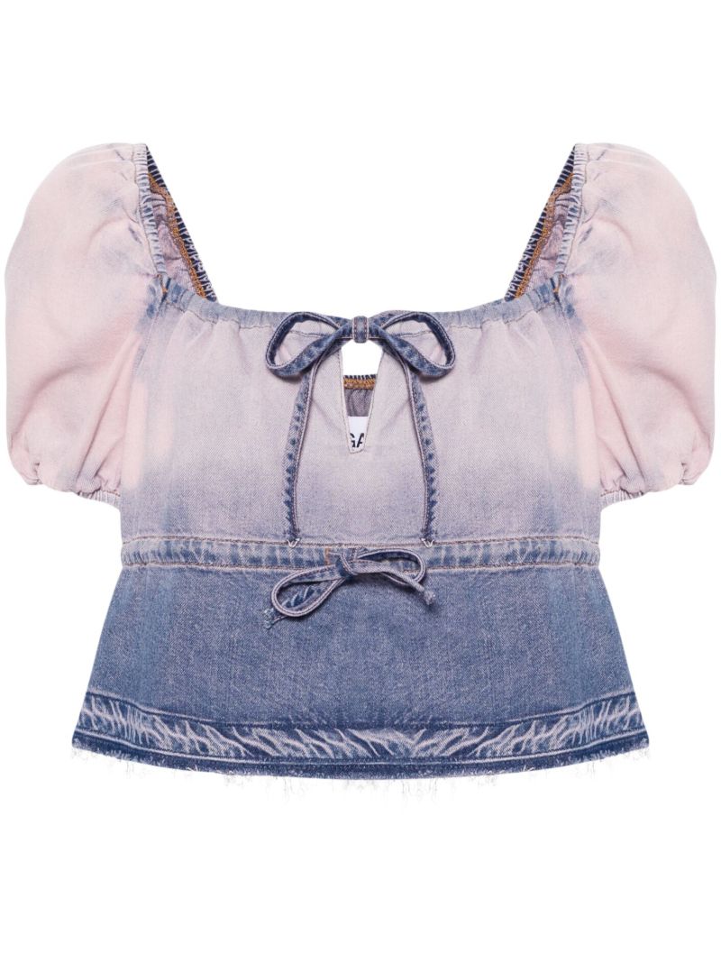 Blue Future Cropped Denim Blouse