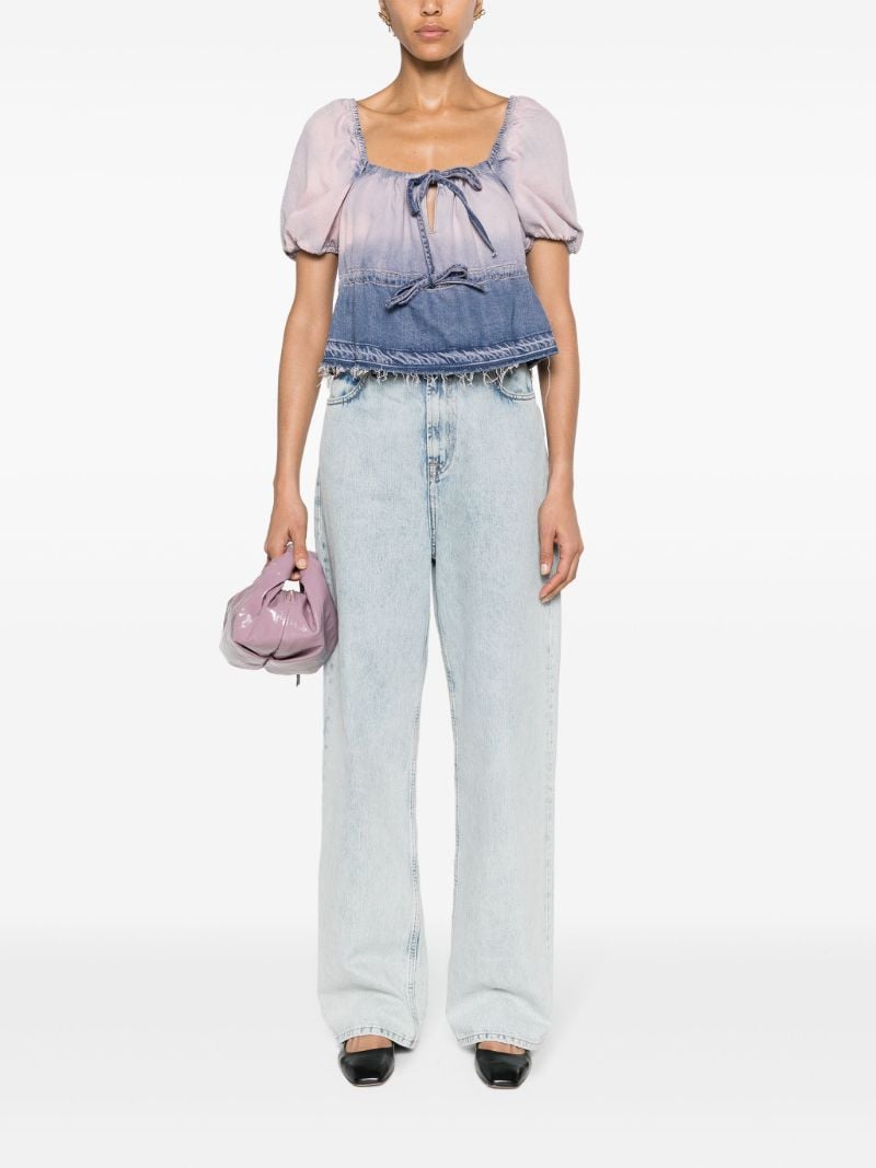 Blue Future Cropped Denim Blouse
