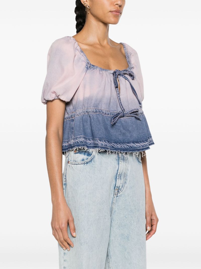 Blue Future Cropped Denim Blouse
