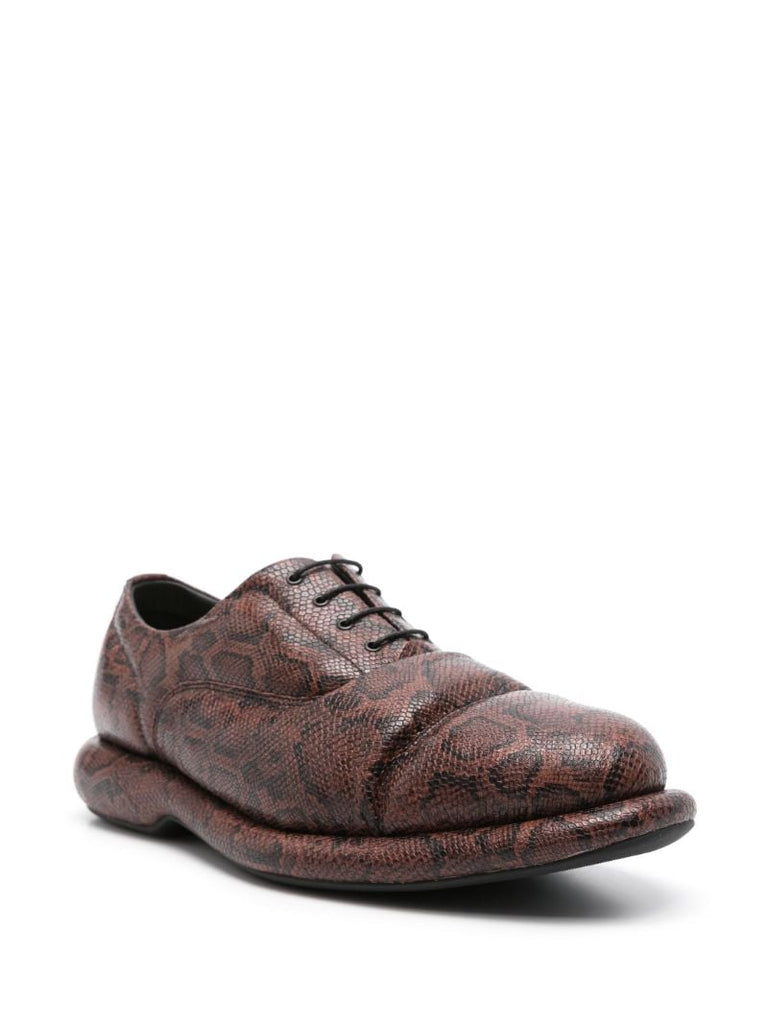 Brown Snakeskin-effect Oxford Shoes
