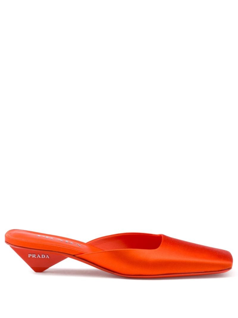 Orange 35 Square-toe Satin Mules