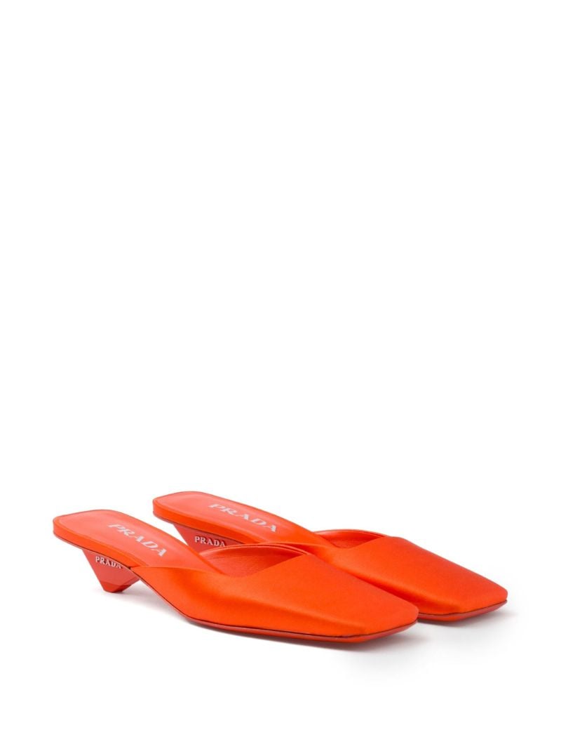 Orange 35 Square-toe Satin Mules