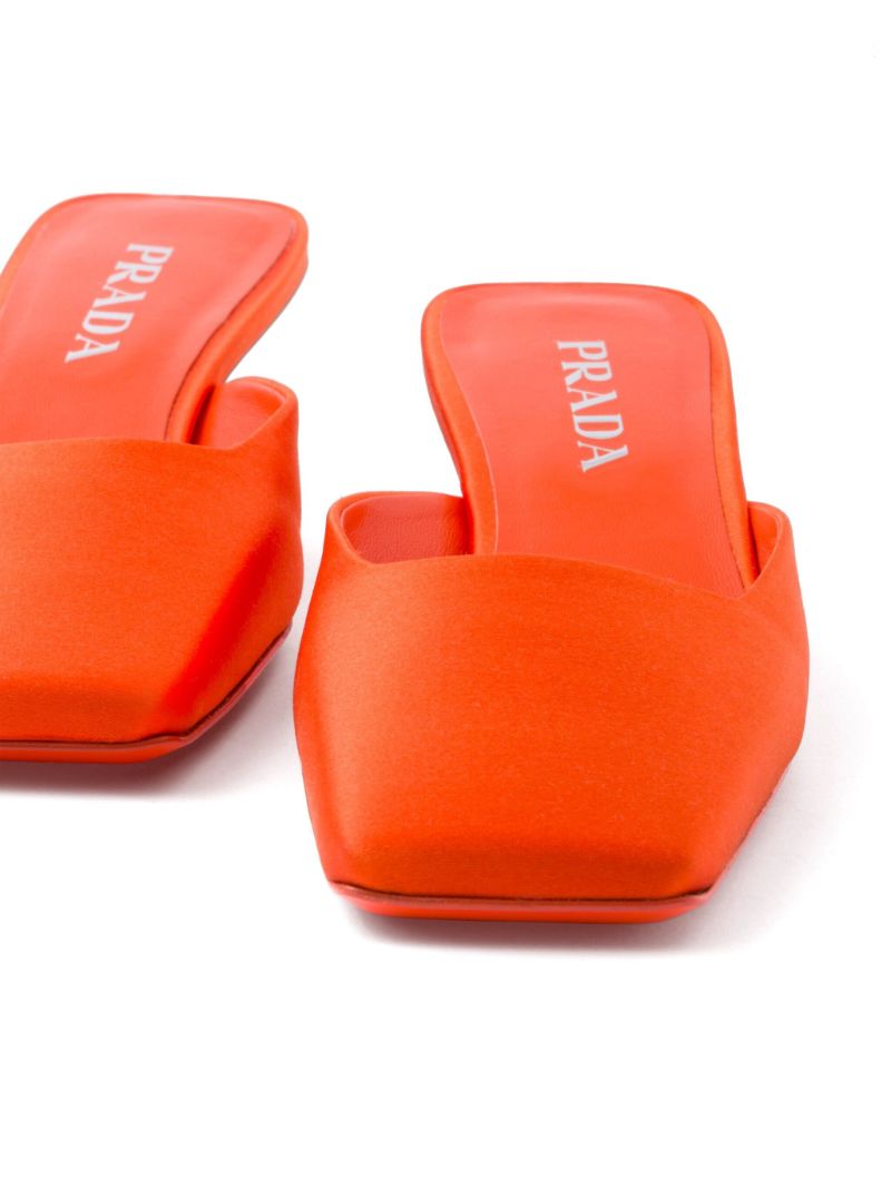 Orange 35 Square-toe Satin Mules