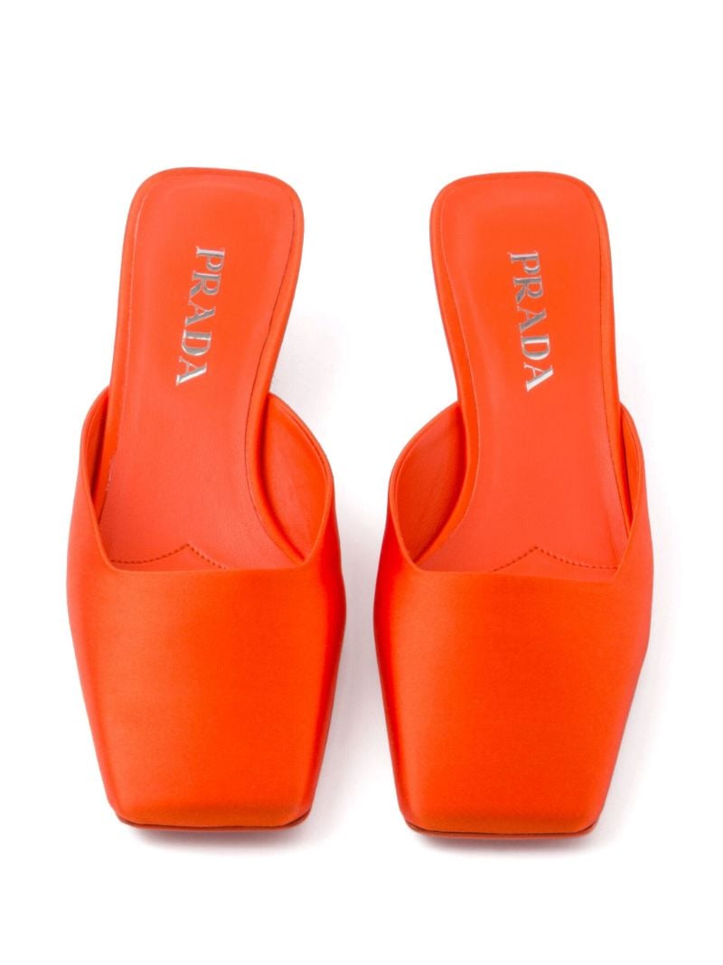 Orange 35 Square-toe Satin Mules