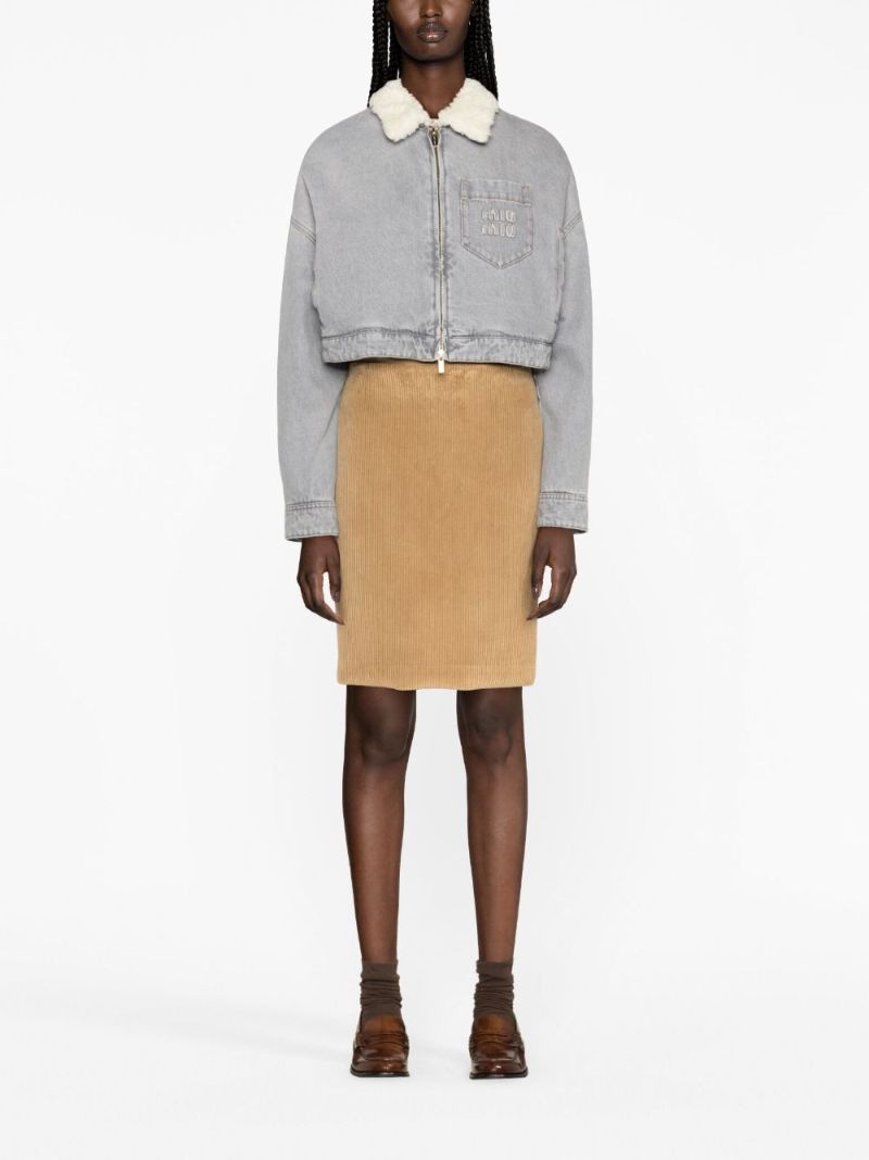 Grey Logo-appliquÃ_x0083_Â© Denim Jacket