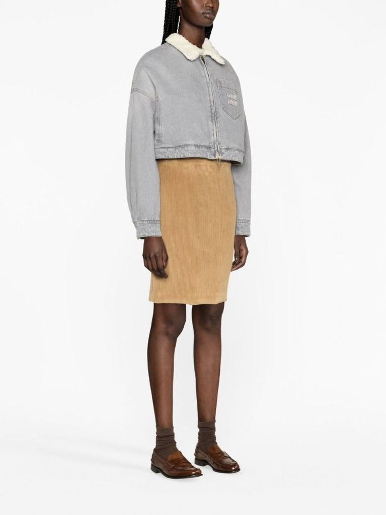 Grey Logo-appliquÃ_x0083_Â© Denim Jacket