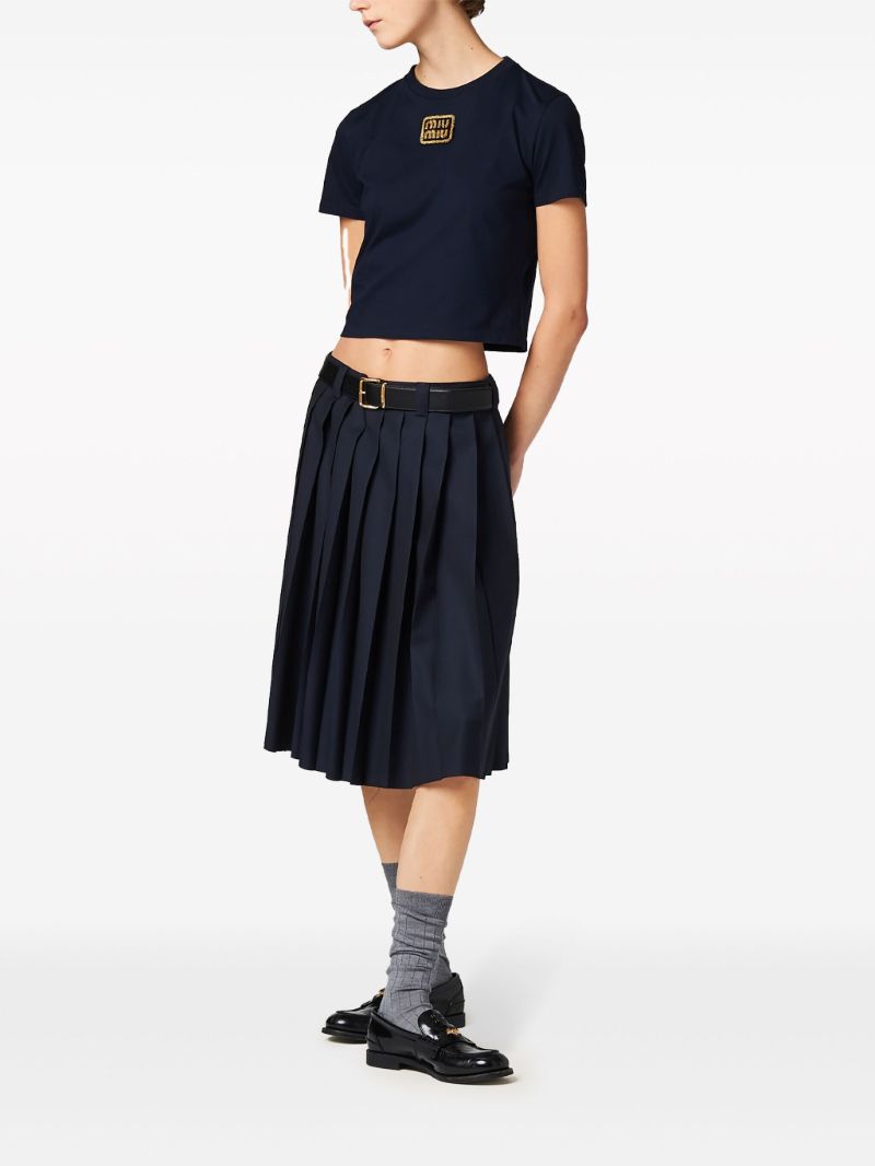 Blue Logo AppliquÃ_x0083_Â© Cotton T-shirt