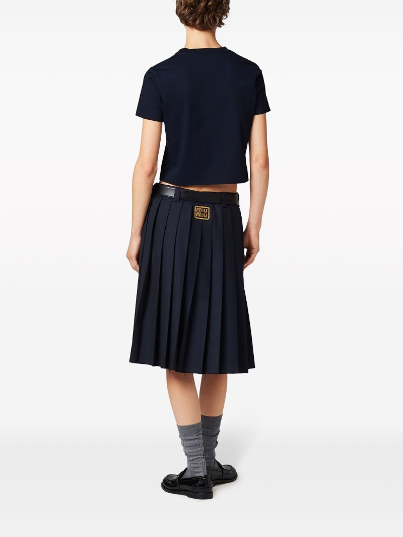 Blue Logo AppliquÃ_x0083_Â© Cotton T-shirt