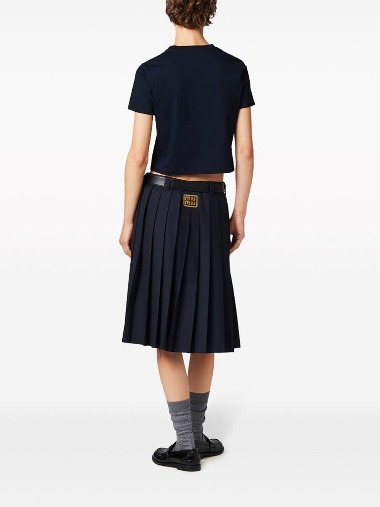 Blue Logo AppliquÃ_x0083_Â© Cotton T-shirt