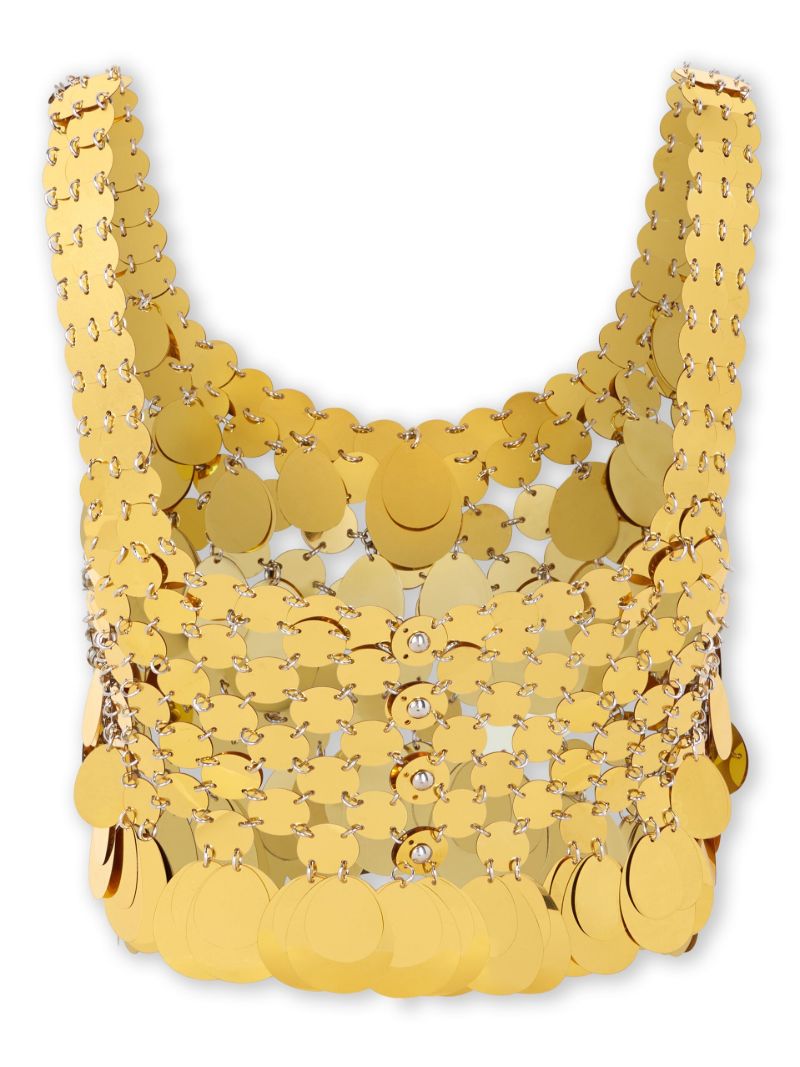 Gold-toned Large Sequin Design Cropped Top
