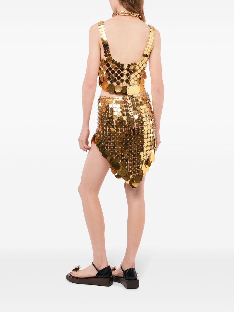 Gold-toned Large Sequin Design Cropped Top