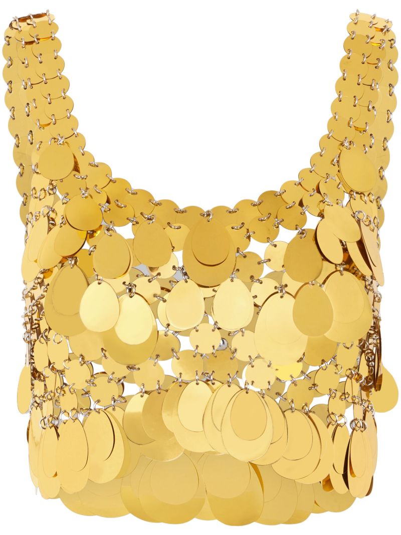 Gold-toned Large Sequin Design Cropped Top
