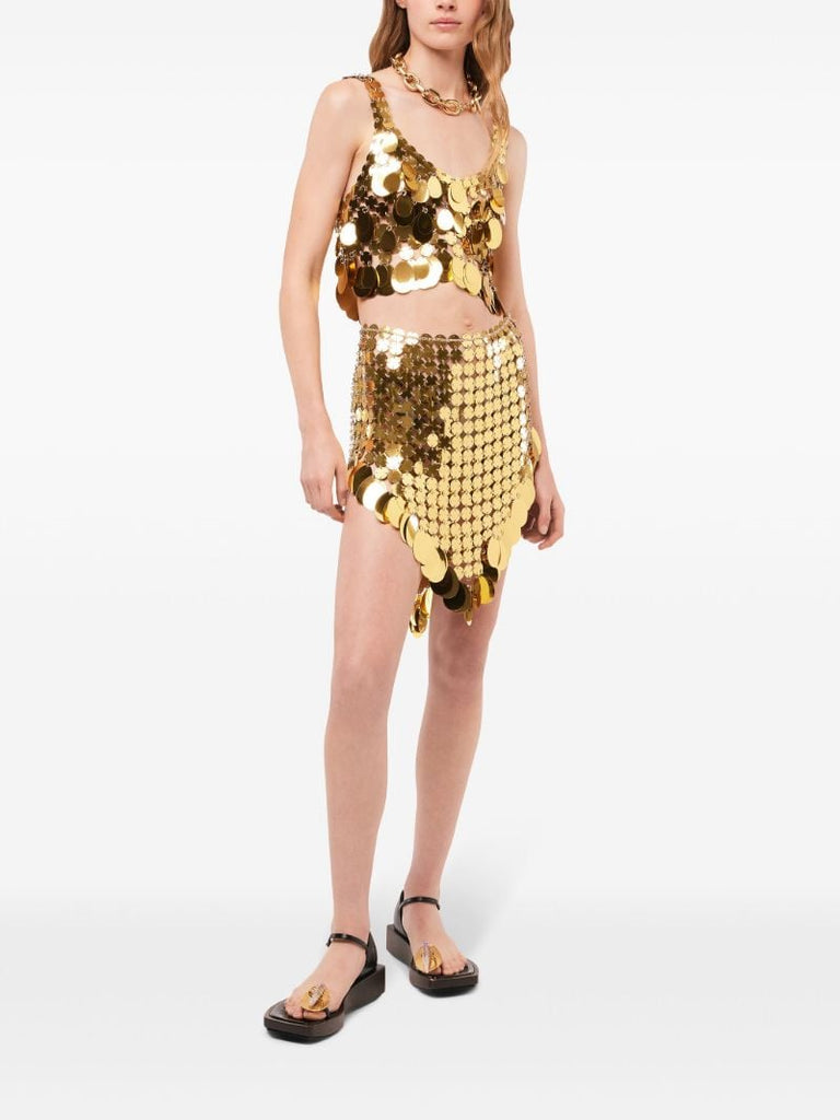 Gold-toned Large Sequin Design Cropped Top