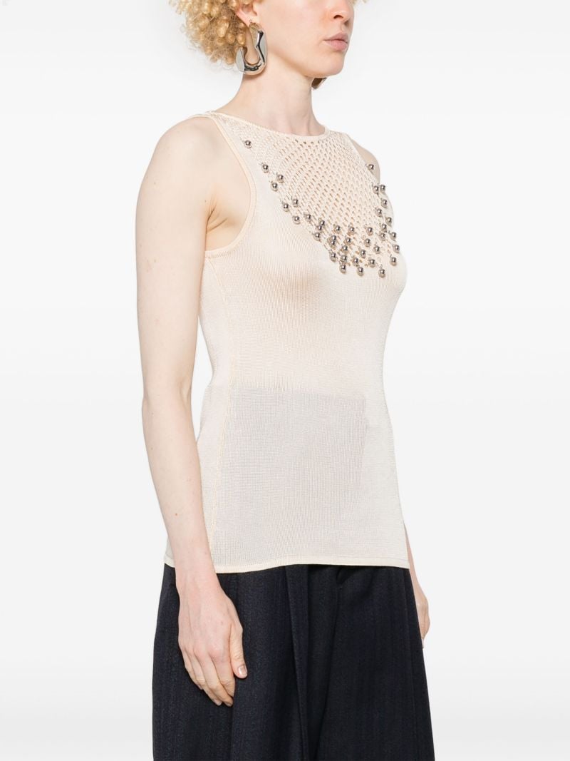 Neutral Bead-embellished Knitted Top
