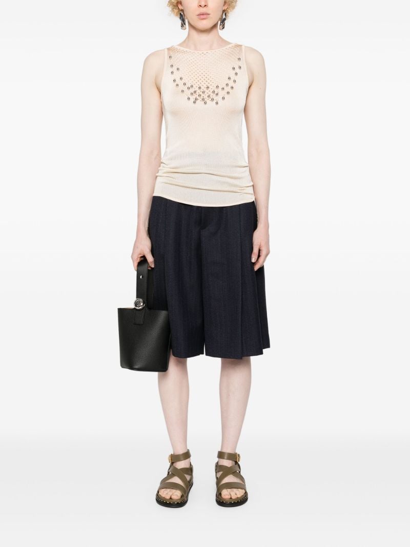 Neutral Bead-embellished Knitted Top