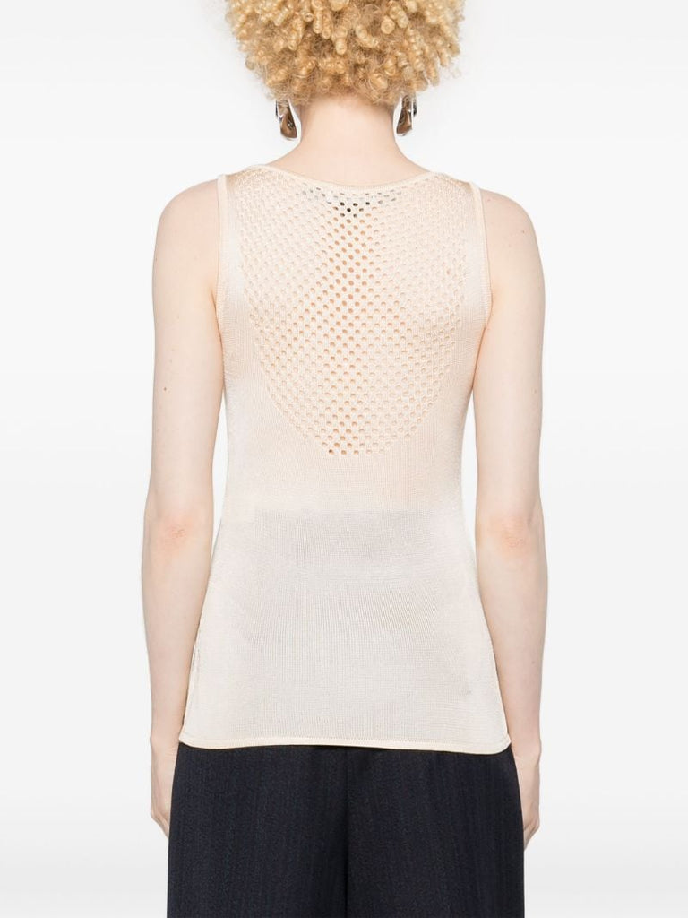 Neutral Bead-embellished Knitted Top