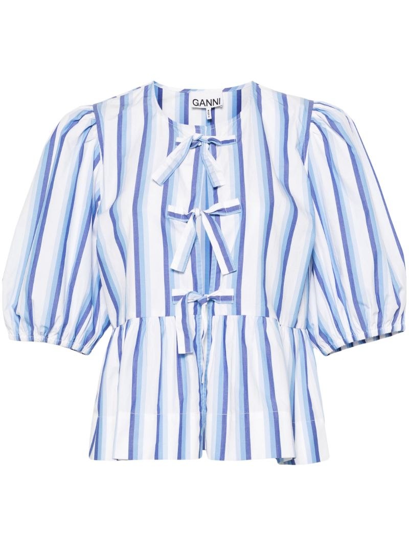 Blue Striped Peplum Blouse