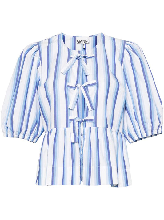 Blue Striped Peplum Blouse