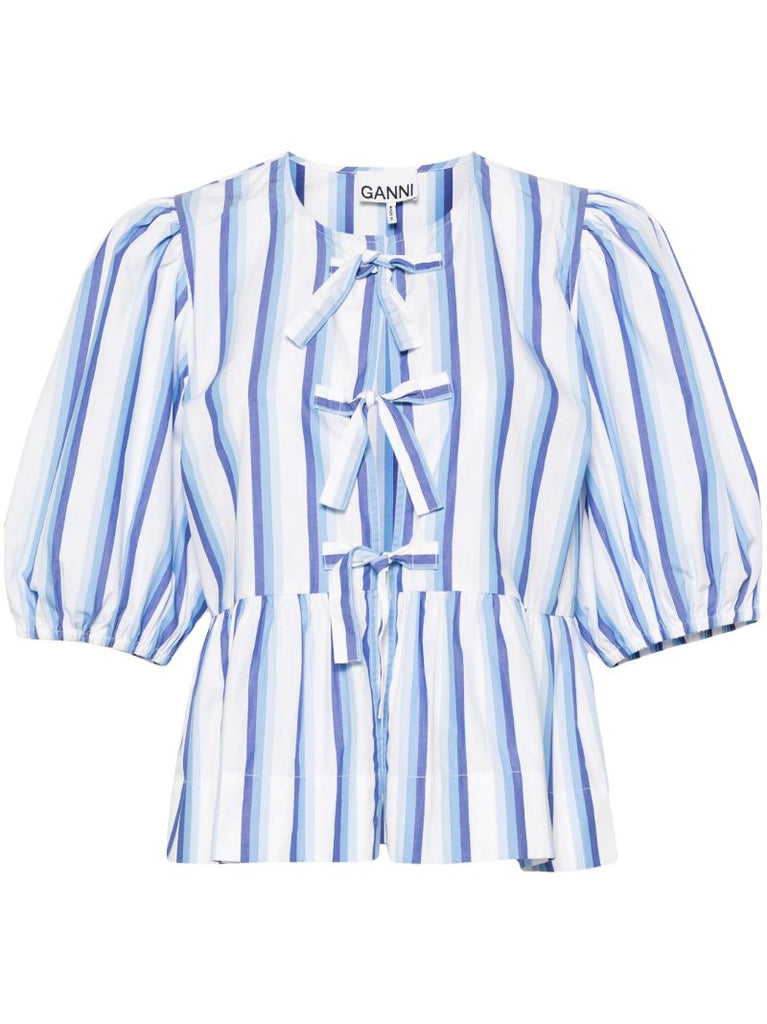 Blue Striped Peplum Blouse