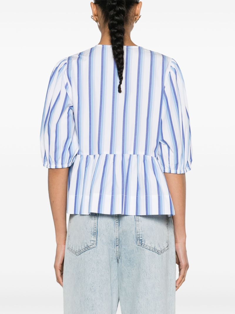 Blue Striped Peplum Blouse
