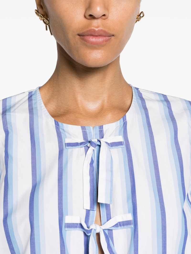 Blue Striped Peplum Blouse