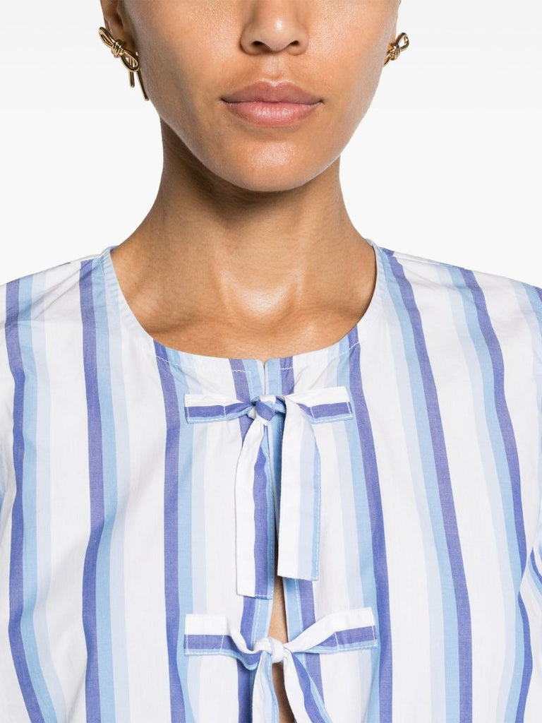 Blue Striped Peplum Blouse