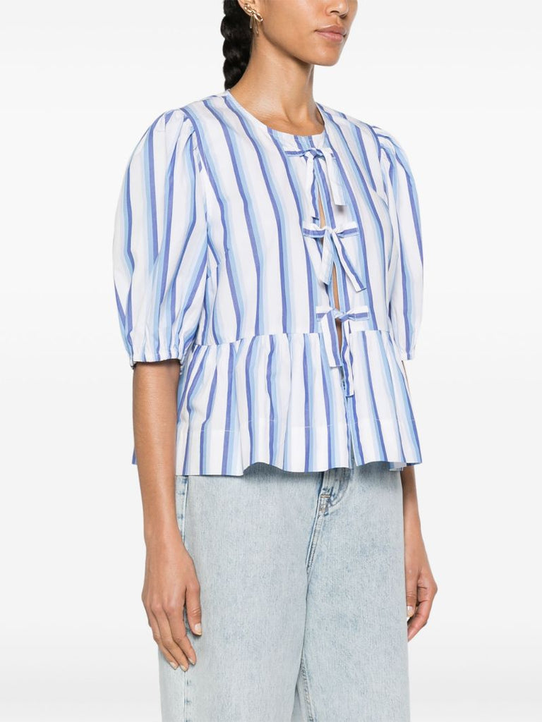 Blue Striped Peplum Blouse