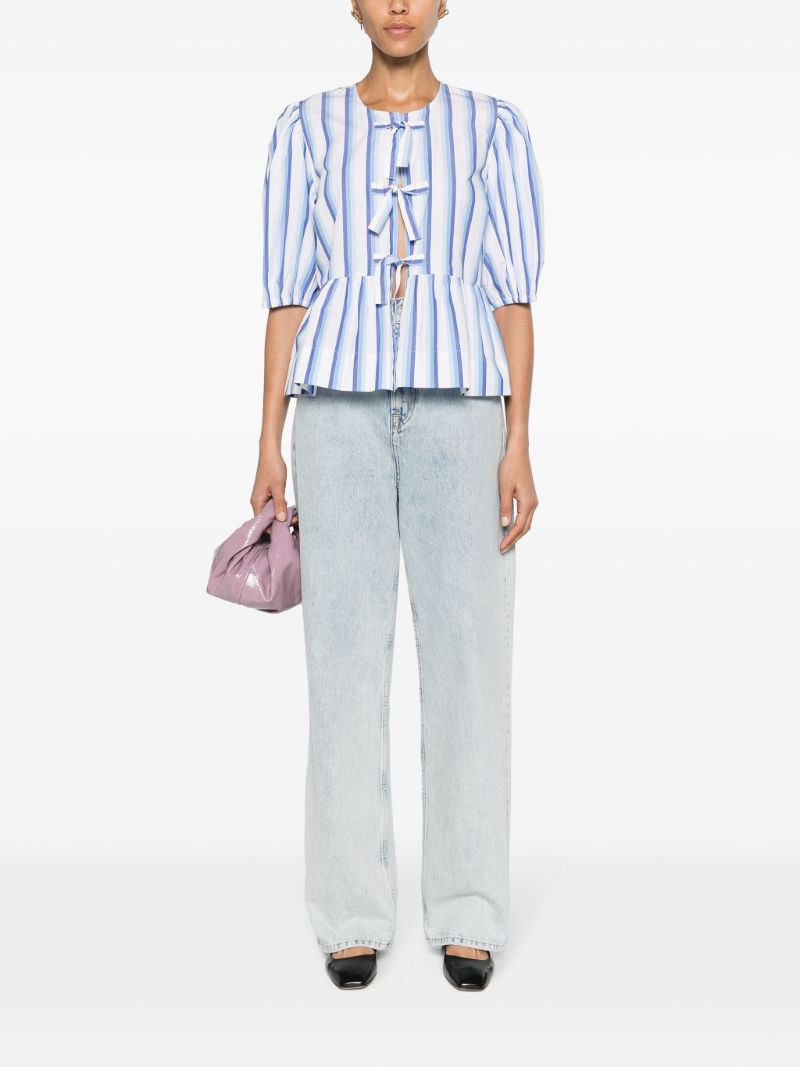 Blue Striped Peplum Blouse
