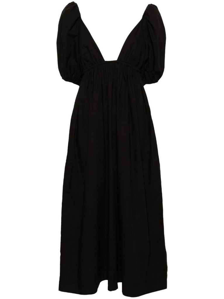 Black V-neck Organic Cotton Maxi Dress