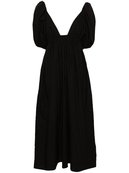Black V-neck Organic Cotton Maxi Dress