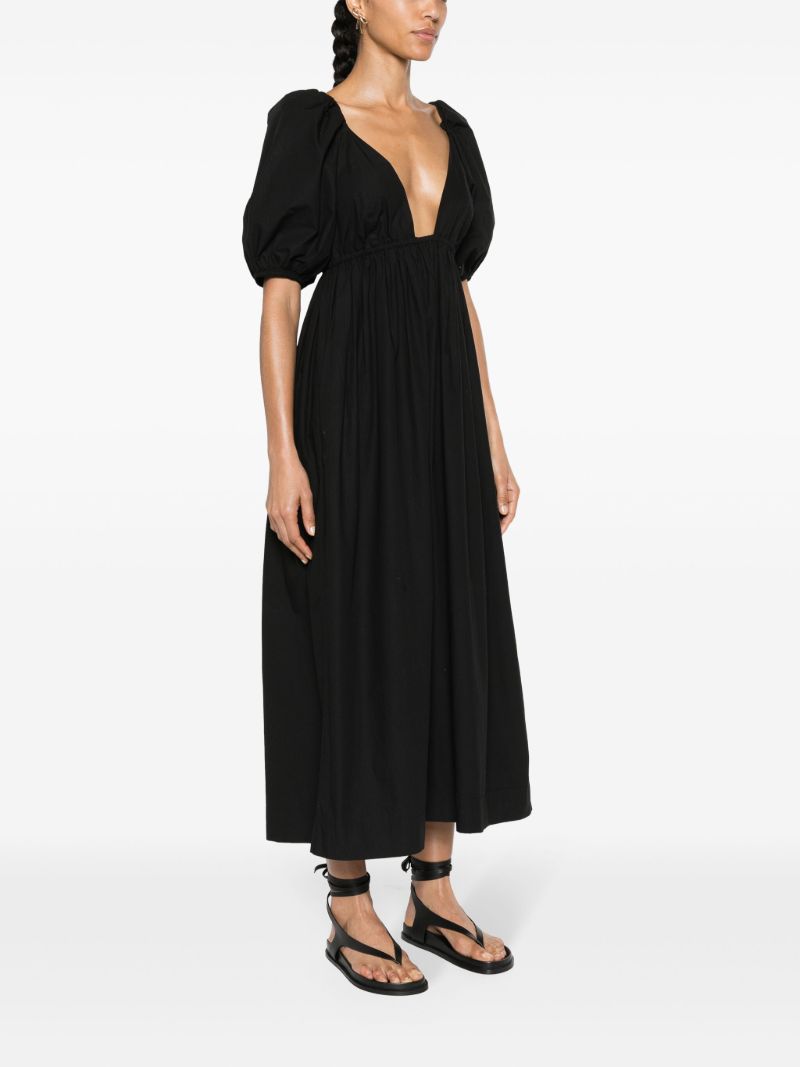 Black V-neck Organic Cotton Maxi Dress